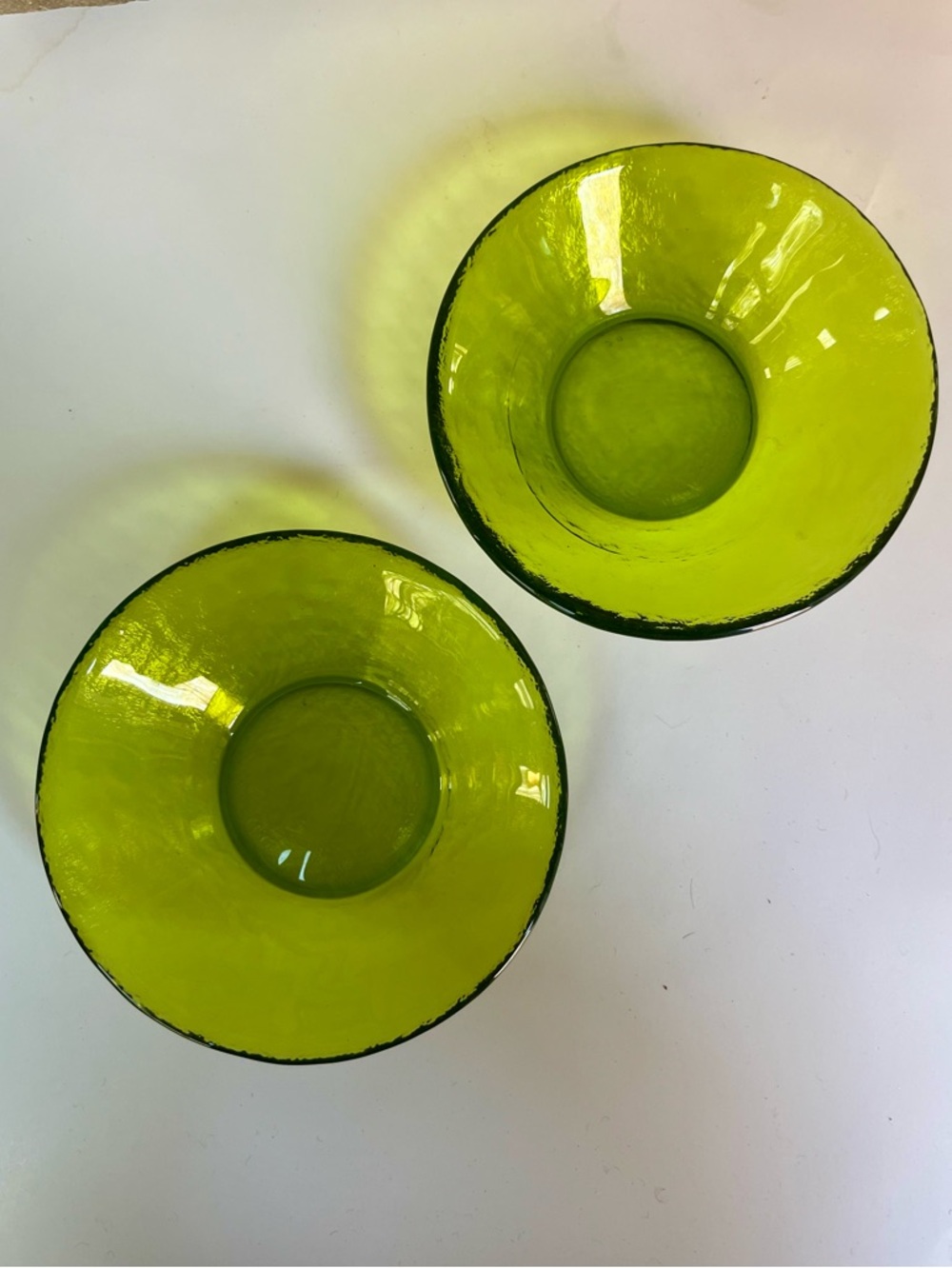 Fire & Light Set of 2 Serving Cereal Bowl 6" Olive Vintage Recycled Glass Scarce